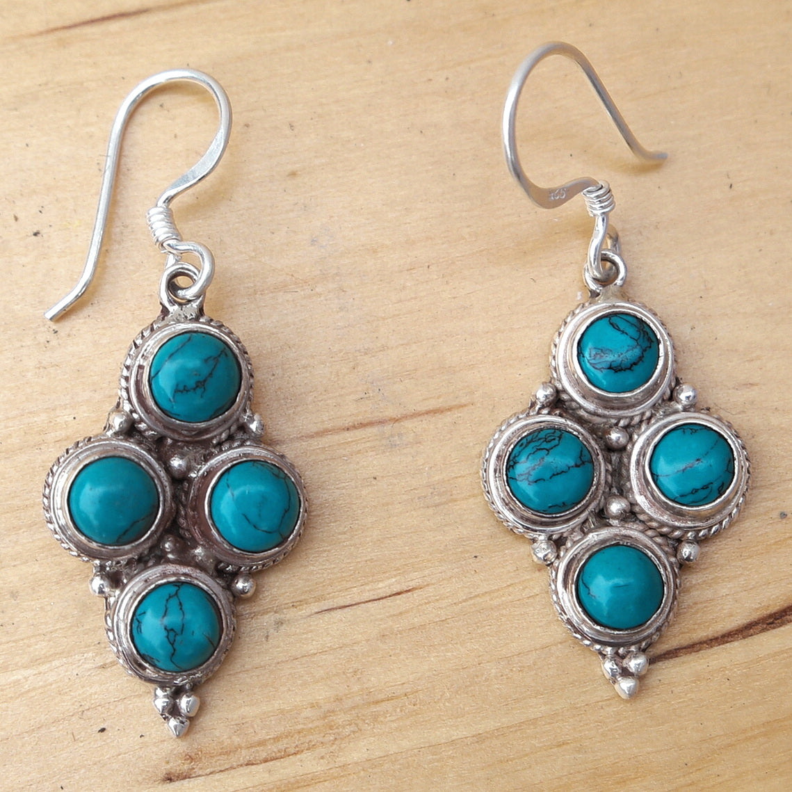 Tibetan Multi Turquoise Earring in sterling silver