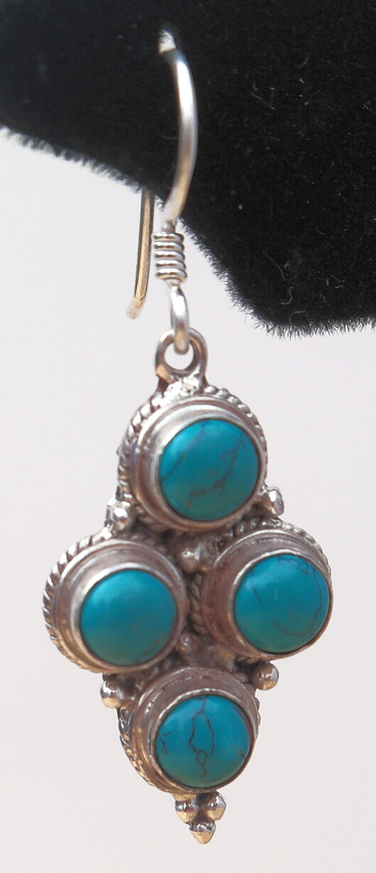 Tibetan Multi Turquoise Earring in sterling silver