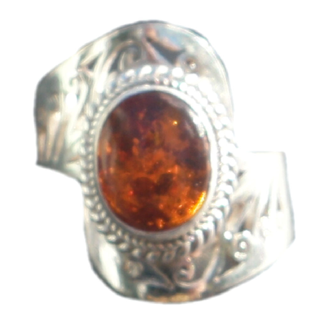 Adjustable Big Amber stone Ring