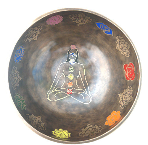 Chakra Carved Authentic Hammer Singing bowl 10"