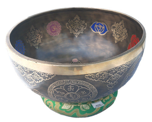 Chakra Carved Authentic Hammer Singing bowl 10"