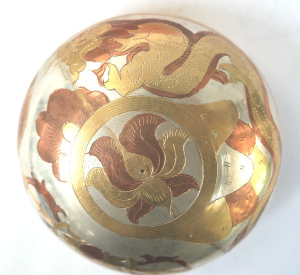 Silver Dragon singing bowl with silk pouch 3.5" sbk-1215