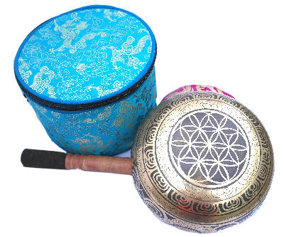 Flower of life bowl w-silk pouch 6" SB-835