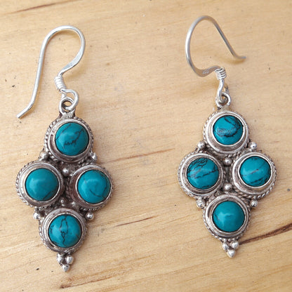 Tibetan Multi Turquoise Earring in sterling silver