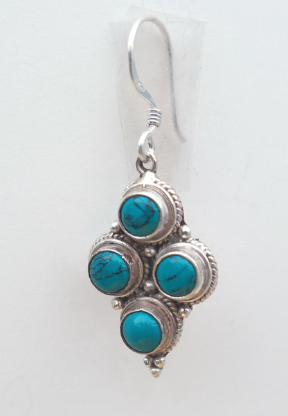Tibetan Multi Turquoise Earring in sterling silver