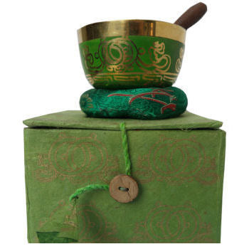 3" Green singing bowl w-Box     SB-139B