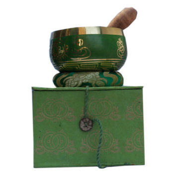 4" Green singing bowl w-Box     SB-129B