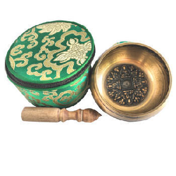 8 Buddha singing bowl with silk pouch 5"   SB-700