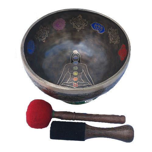 Chakra Carved Authentic  Hammer Singing bowl  10"