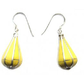 Pyramid Earring Yellow Amber Stone  PE-1158F