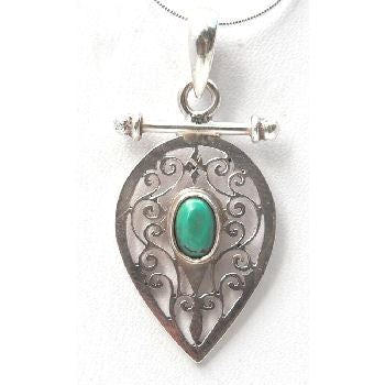 Sterling silver Jali pendent with Turquoise stone   RPP2010T