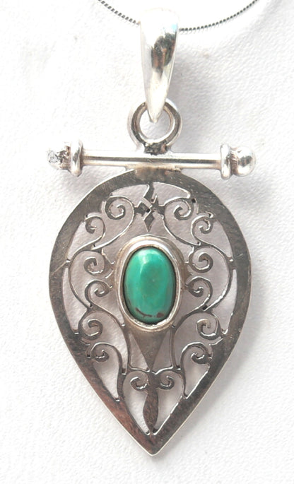 Sterling silver Jali pendent with Turquoise stone   RPP2010T