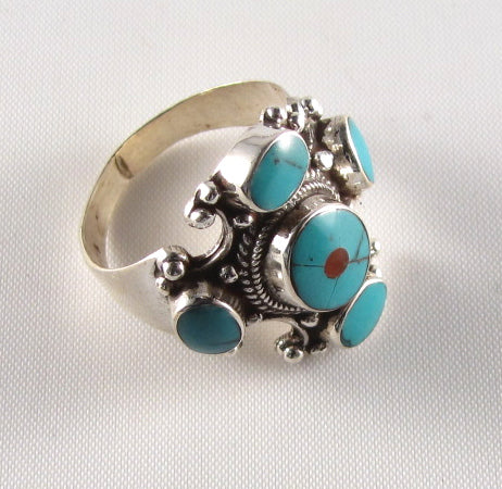 Tibetan Turquoise Ring in Sterling silver        PR-105C