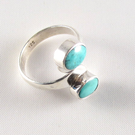 PR-112B     Turquoise Double stones Ring