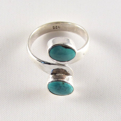 PR-112B     Turquoise Double stones Ring