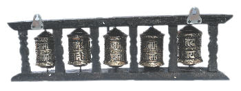 5 Metal Prayer wheel with wood frame   W-060