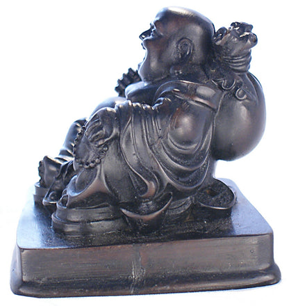 Resting Laughing Buddha wood looking        RN-130A