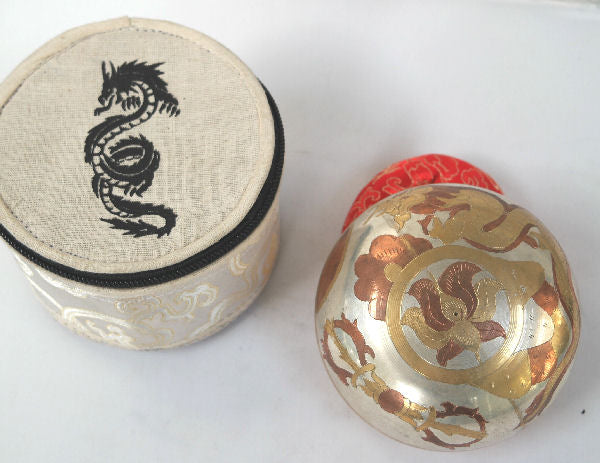 Silver Dragon singing bowl with silk pouch 3.5"    sbk-1215