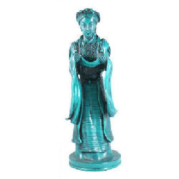 Tibetan woman greeting with Khata   Turquoise      RF-148B