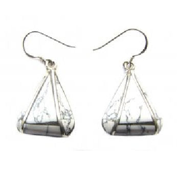 Triangle Earring White Agate Stone  PE-1155E