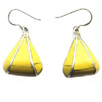 Triangle Earring Yellow Amber Stone  PE-1155G