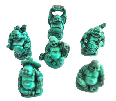 Turquoise mini Laughing Buddha set of 6    RN-133Z