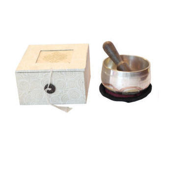 3" deep silver Singing bowl set        SB-033S
